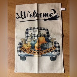 Welcome Garden Flag, Farmhouse Truck Pumpkins Halloween Double Sided NWOT